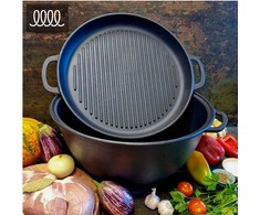 Maysternya KAZANAS WOK 8L su GRILL ketaus dangčiu keptuvė | T405CPGr