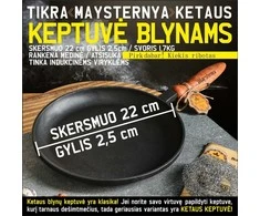 Maysternya Ketaus keptuvė blynams 22x2,5 cm su nuimama medine rankena | T220-25