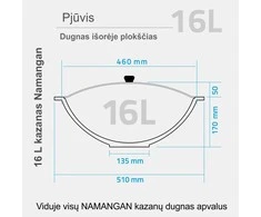 Užbekiškas poliruotas kazanas 12L | plokščias dugnas (Namangan) su dangčiu