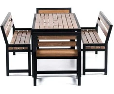 Sodo baldų komplektas «Garden 4 Comfort», 148x76x75 cm, stalas + 2 suoliukai su atlošu