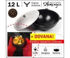 Uzbekiškas poliruotas kazanas 12L (Namangan) ir Karščiui atsparios pirštinės