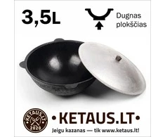 Užbekiškas poliruotas kazanas 3.5L | plokščias dugnas (Namangan) su dangčiu