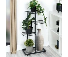 Vilde Juoda metalinis gėlių stovas 4 pakopų 80 cm