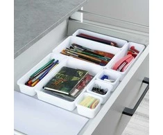 Storage Solutions Vilde Rašomojo stalo stalčių organizatorius baltas modulinis 8 vnt.