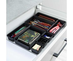 Storage Solutions Vilde Rašomojo stalo stalčių organizatorius juodas modulinis 8 vnt.