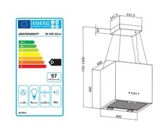 Salos tipo virtuvės gartraukis 40 cm Berdsen 40E + 2 filtrai