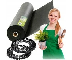 Sodo agrotekstilė 1,6 m x 100 m 90 g/m2 + 100 „Plonos“ smeigtukų - juoda