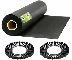 Sodo agrotekstilė 1 m x 75 m + 50 „Plonos“ kaiščių - juoda