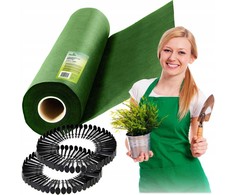 Sodo agrotekstilė 1,6 m x 100 m 90 g/m2 + 100 „Plonos“ smeigtukų - žalia