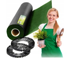 Sodo agrotekstilė 1,6 m x 100 m 90 g/m2 + 100 „Plonos“ smeigtukų - juoda ir žalia