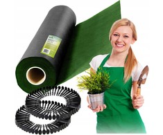 Nukido Sodo agrotekstilė 1,6 m x 50 m 90 g/m2 + 100 „Plonos“ smeigtukų - juoda ir žalia
