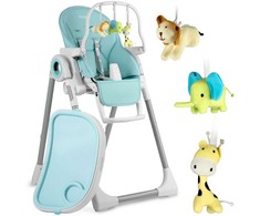 Ricokids Vaikiška kėdutė su staliuku, mėlyna „Belo“ šokdynė + apsauginis lankelis