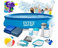 Intex Pripučiamas baseino komplektas, 457 x 84 cm, su filtravimo pompa, 15-in-1 baseino priedai, apvalus sodo baseinas, šeimos baseinas, vasaros pramogos