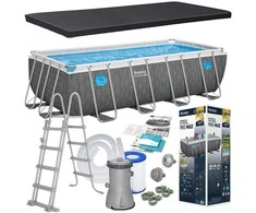 Bestway „Splashview“ karkasinis baseinas, 488 m x 244 cm, pilka rotango imitacija, 10in1, 561MB