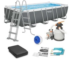 5.49m x 2.74m x 1.22m Bestway stačiakampis karkasinis lauko baseinas su smėlio filtru ir kopetėlėm 56466