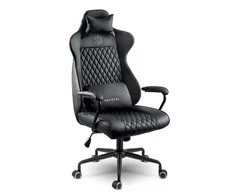 Fotelis Ergonomiška biuro kėdė, reguliuojamo aukščio, su juosmens ir galvos atrama, patogi stalo kėdė, juoda vadovo kėdė