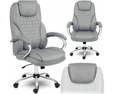 Biuro kėdė, ergonomiškas dizainas, reguliuojamas aukštis, supimo funkcija, pilka vadovo kėdė, patogi darbo kėdė
