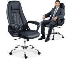 Sofotel Ekologinės odos biuro kėdė, reguliuojamo aukščio, ergonomiško dizaino, chromuotas pagrindas, patogus sėdėjimas