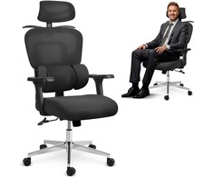 Ergonomiška biuro kėdė su tinklelio atlošu, reguliuojama juosmens atrama, pasukama funkcija, skirta namams ir biurui, patogi stalo kėdė