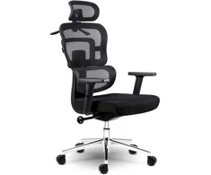 Biuro kėdė su tinkliniu atlošu, ergonomiško dizaino, reguliuojamo aukščio, juoda vadovo kėdė, patogi kompiuterio kėdė