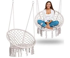 Boho pakabinamas krėslas, smėlio spalvos (be pagalvės)