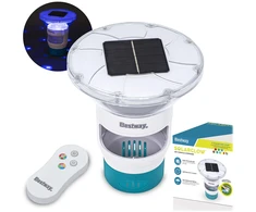 Bestway „SolarGlow“ LED cheminių medžiagų dozatorius su 4 spalvų šviesa, chloro dozatorius, turkio spalvos, baltas, ABS, polipropilenas (PP), nerūdijantis plienas, IP68, LED, kintamos spalvos