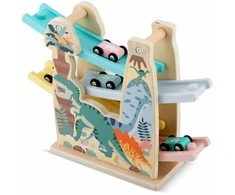 Ricokids Medinė žaislinė čiuožykla - trasa automobiliams su 4 automobiliais