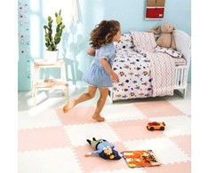 Didelis putplasčio kilimėlis, dėlionė Ricokids 120x120cm 4 vnt. persikų ir baltos spalvos