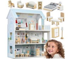 Didelis medinis lėlių namelis, 3 aukštų, Ricokids RK-878