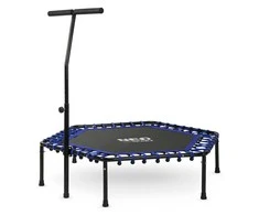 Neo-Sport Fitneso batutas su rankena, 127 cm šešiakampis, mėlynas mini batutas namų naudojimui, vidaus kardio batutas