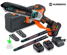 Akumuliatorinis grandininis pjūklas 2x2,0 Ah PRO 10" 8" Humberg HM-437