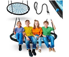 Neo-Sport Pintas lizdo formos sūpuoklės, 120 cm skersmens, tvirta PE virvė, plieno rėmas, lauko sūpuoklės vaikams ir suaugusiems, sodo sūpuoklės