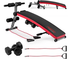 Nuožulnus mankštos suoliukas su espanderiais ir hanteliais Neo-Sport NS-211