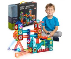 Magnetinės edukacinės konstruktoriaus kaladėlės, šviečiančios, 150 vnt., RK-782 Ricokids