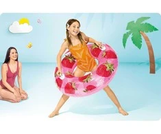 Plaukimo žiedas INTEX, 107 cm, rožinis su braškėmis