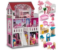 Ricokids Lėlių namelis su priedais 60x30x90 cm