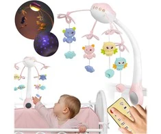 Ricokids Lovytėms skirta karuselė su projektoriumi RK-813, rožinė
