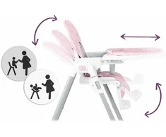 Ricokids Kūdikių maitinimo kėdutė, reguliuojamo aukščio, su nuimamu padėklu, rožinė aukšta kėdutė kūdikiams ir mažiems vaikams