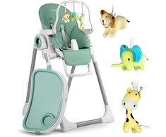 Ricokids Maitinimo kėdutė su staliuku, žalia „Belo“ šokdynė + apsauginis lankelis