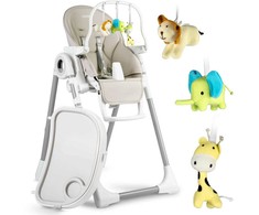 Ricokids Nukido Maitinimo kėdutė su staliuku, Belo šokdynė, pilka + apsauginis lankelis