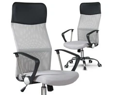 Sofotel Biuro kėdė su tinklelio atlošu, ergonomiško dizaino, reguliuojamo aukščio, pilka biuro kėdė, patogi darbo kėdė