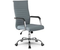 Pilka biuro kėdė, modernus dizainas, ergonominė atrama, pasukama kėdė, vadovo kėdė