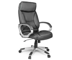 Sofotel Biuro kėdė, ergonominė odinė, juoda vadovo kėdė, reguliuojamo aukščio, patogi stalo kėdė