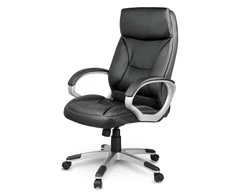 Sofotel Biuro kėdė, ergonominė odinė, juoda vadovo kėdė, reguliuojamo aukščio, patogi stalo kėdė