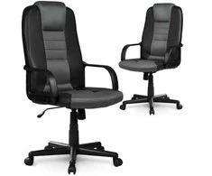 Sofotel Biuro kėdė, oda ir mikro tinklelis, ergonomiškas dizainas, juoda ir pilka, reguliuojamo aukščio biuro kėdė, patogi kompiuterio kėdė