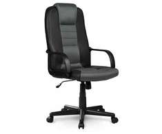 Sofotel Biuro kėdė, oda ir mikro tinklelis, ergonomiškas dizainas, juoda ir pilka, reguliuojamo aukščio biuro kėdė, patogi kompiuterio kėdė