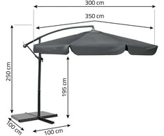 Sulankstomas sodo skėtis, 6 dalių, 350 cm, su uždanga, „Plonos PL-880“