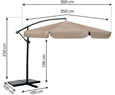 Sulankstomas sodo skėtis, 6 dalių, 350 cm, su uždanga, „Plonos PL-880“