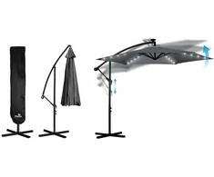 Sulankstomas sodo skėtis, 6 dalių, 350 cm, su dangčiu ir šviesomis, „Plonos PL-882“