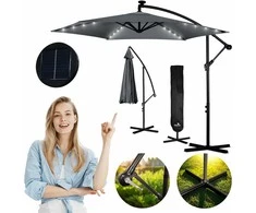 Sulankstomas sodo skėtis, 6 dalių, 350 cm, su dangčiu ir šviesomis, „Plonos PL-882“
